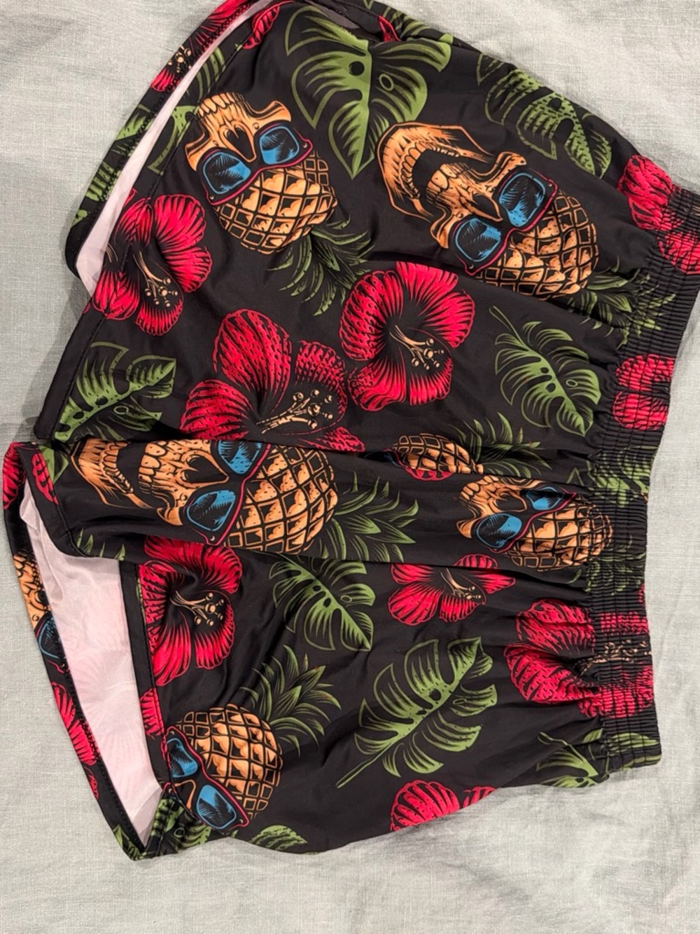 Combat Iron Apparel Tropical Pineapple Skull Training Shorts Military Gym Lg